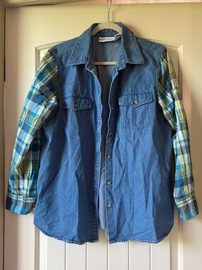 Country Store Denim & Plaid Shacket